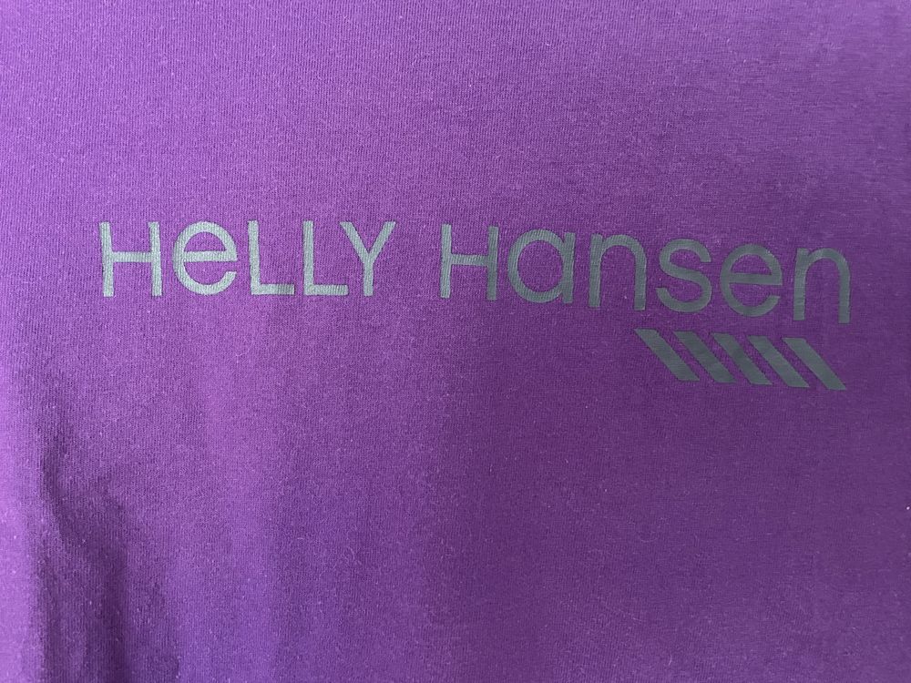 Koszulka Helly Hansen M bluzka fioletowa logowana tshirt logo