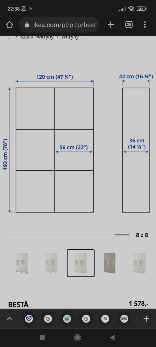 Ikea besta 2 słupki po 60 cm szerokości każdy stan idealny