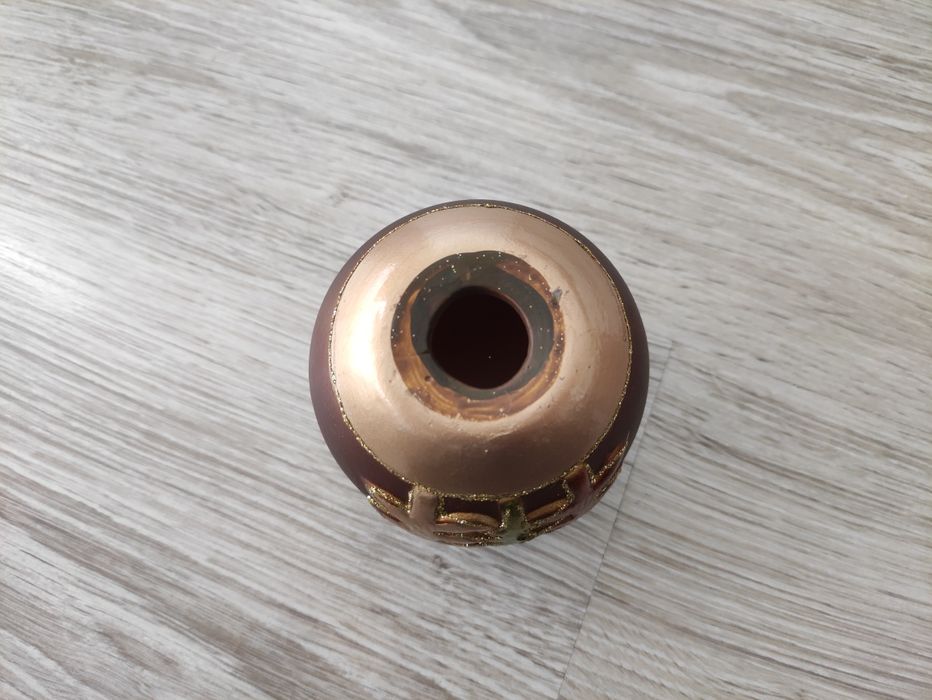 Ozdoba świąteczna kula brązowa ceramiczna choinka gwiazdy