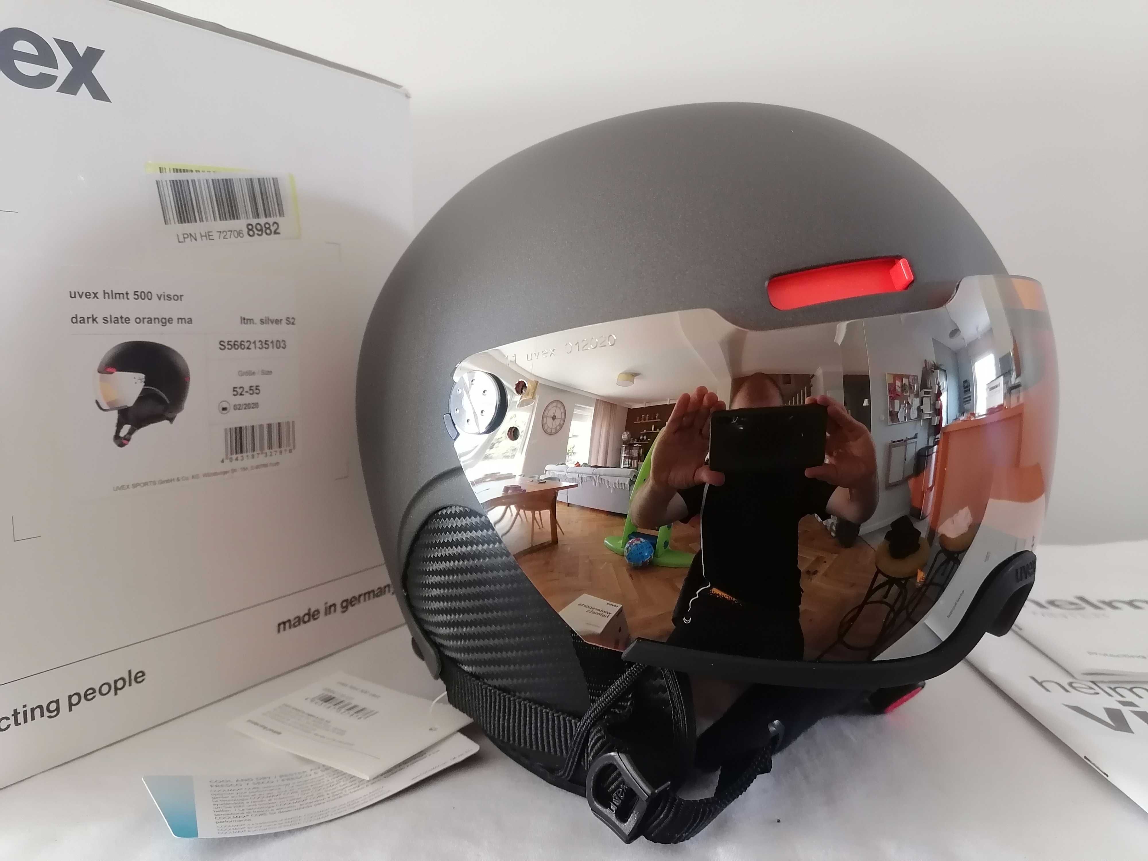Kask narciarski Uvex Hlmt 500 Visor Dark Slate Orange Mat S 52-55cm