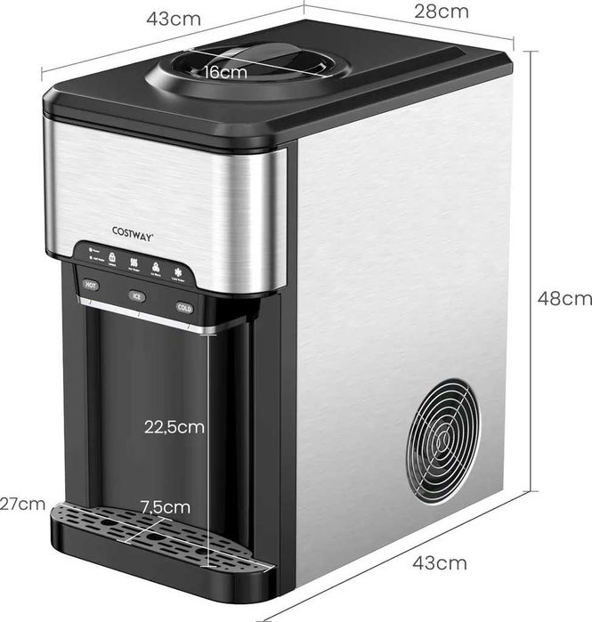 Dystrybutor wody COSTWAY 3 w 1 z kostkarką do lodu, 3 ustawienia temp.