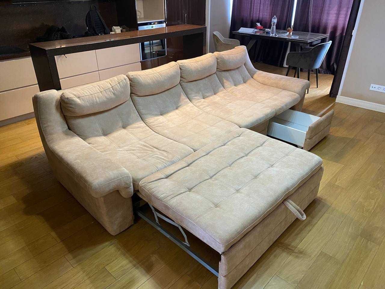 Диван з висувною системою та ящиком. Італійський замш. 3100х1200мм