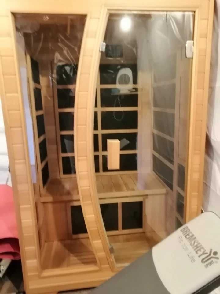 Sauna kabina infrared na podczerwień szklana 2os drewno 230V radio