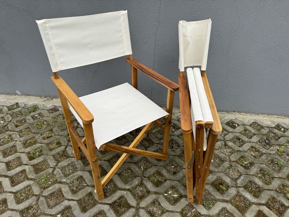 Krzesła ogrodowe balkowowe skladane drewno egzotyczne