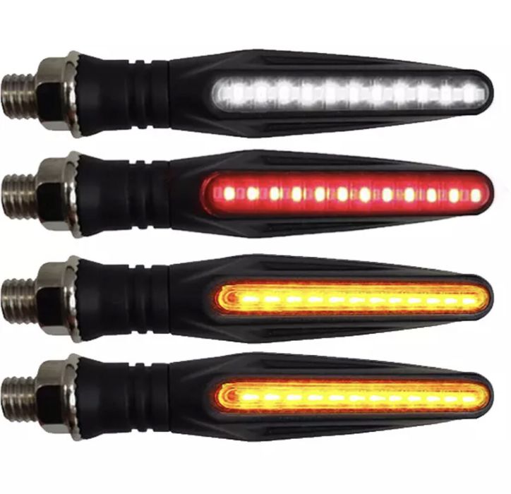 Conjunto de 4 piscas dinâmicos com luz de presença frontal e traseira