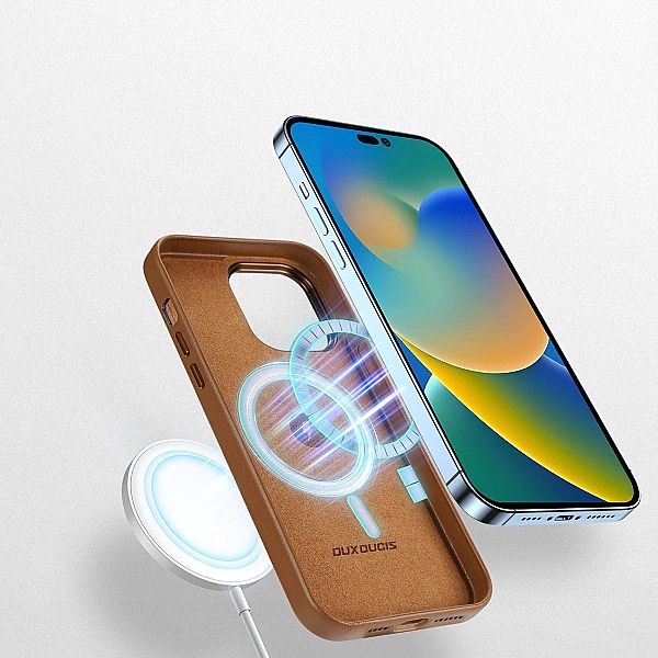 Dux Ducis Grit skórzane etui do iPhone 14 Pro Max elegancki pokrowiec