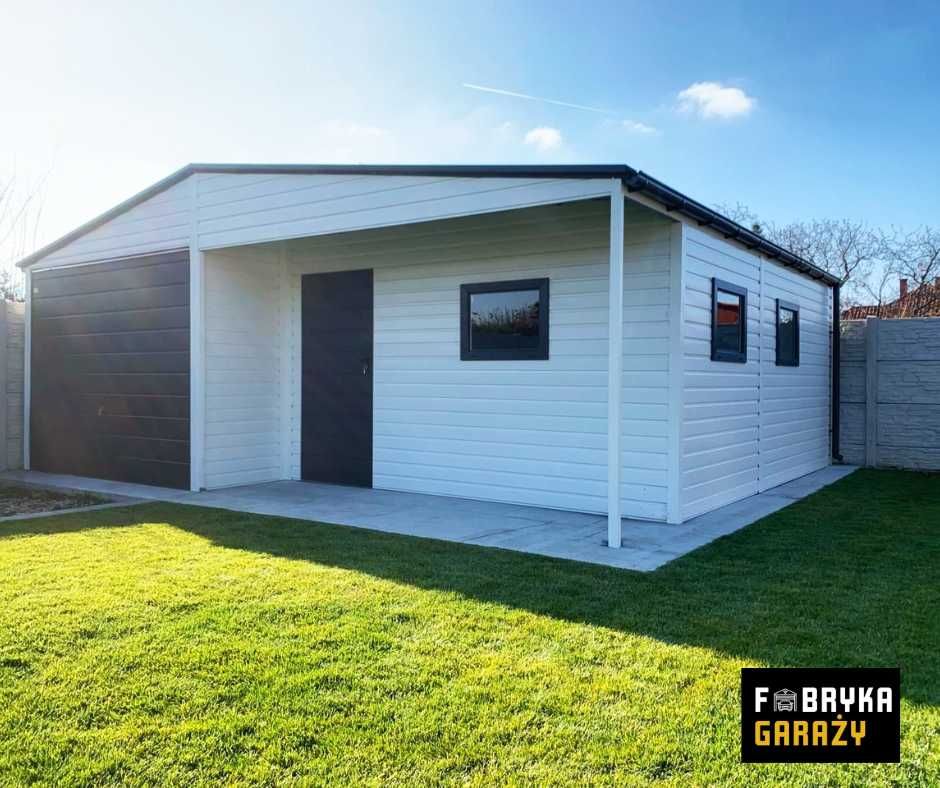 Garaż z blachy akrylowej 7m x 5m z WNĘKĄ - solidny i stylowy!