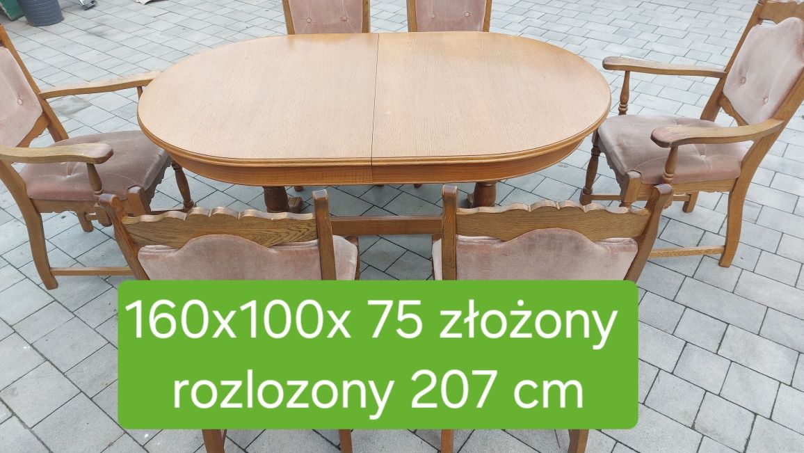 Zestaw stół + 6 stołków bardzo solidne i mocne,  drewniany