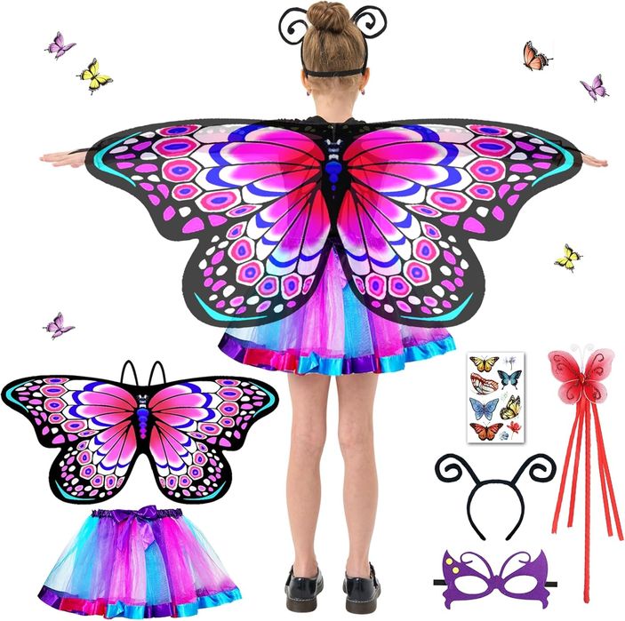 Motyli kostium karnawałowy z maską dla dzieci Rozmiar One Size