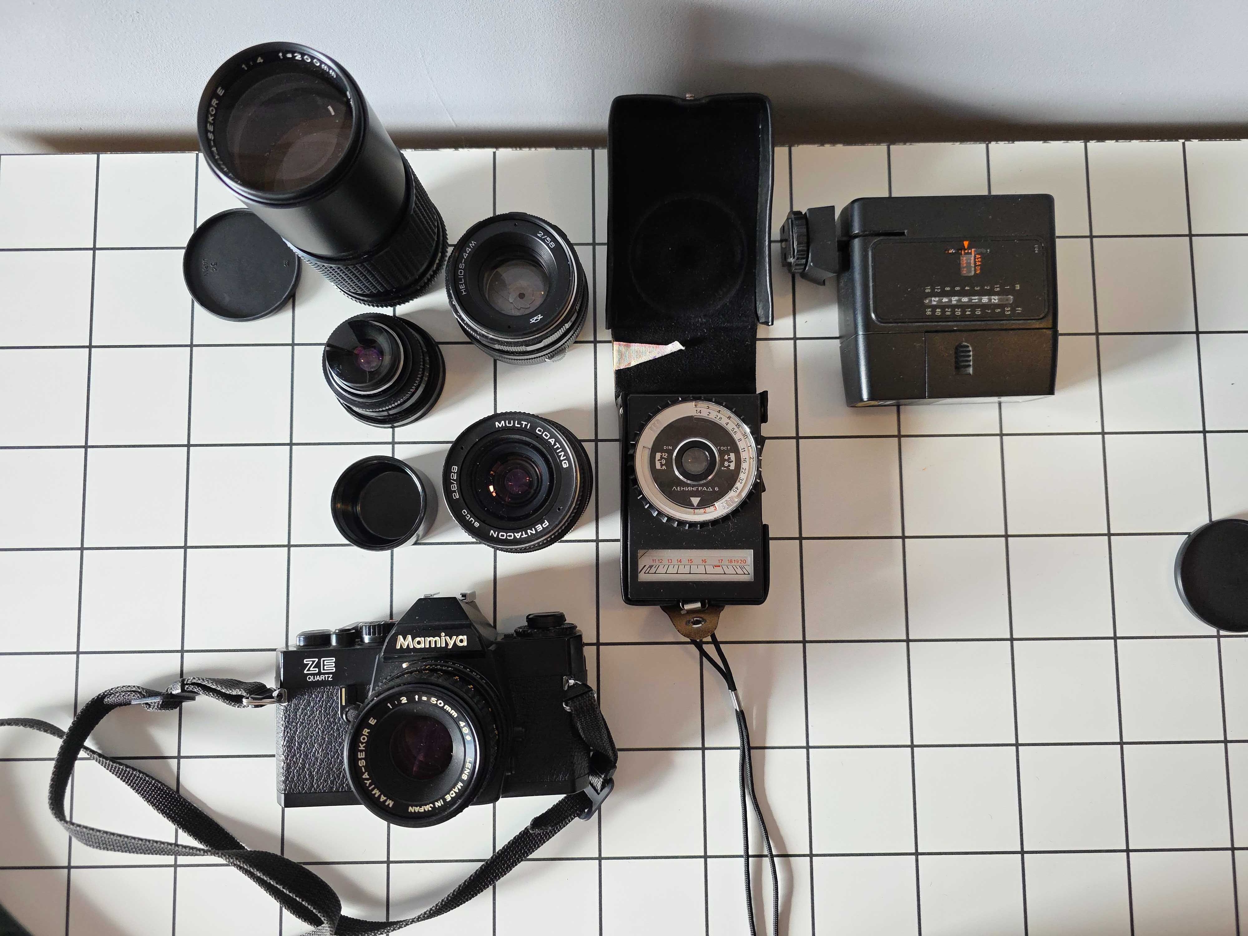 Mamiya ZE Quartz Mamiya-Sekor E 50mm Obiektywy lampa miernik