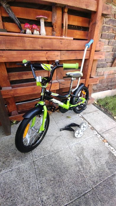 Rowerek dziecięcy 16" boczne kółka+kij
