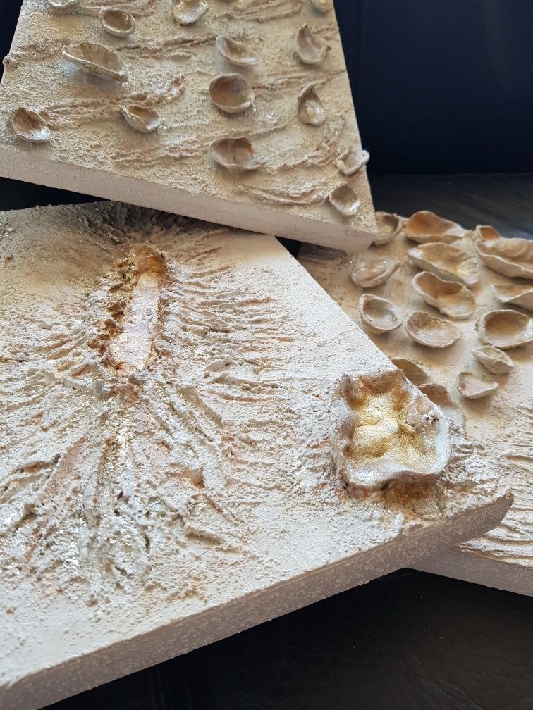 Zestaw nowoczesnych obrazów mix media handmade rękodzieło