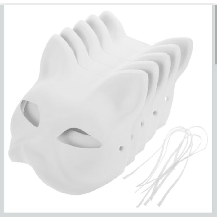 5sztuk Supvox DIY białych masek papierowych lis kot