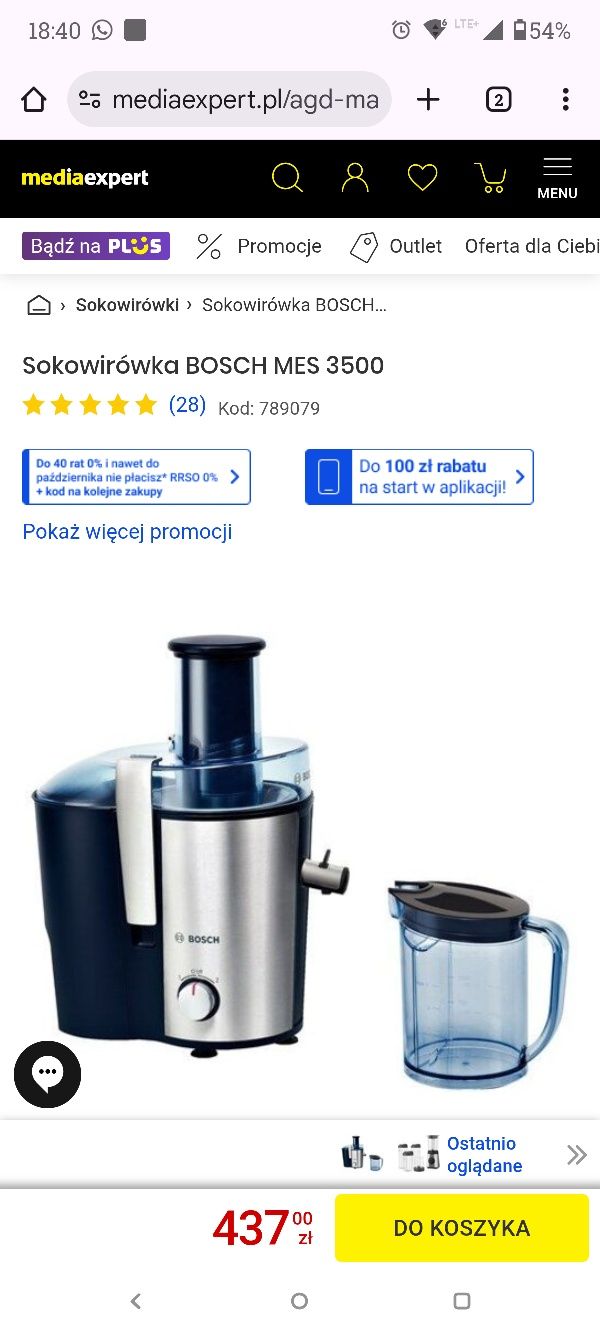 Sokowirówka Bosch Mes 3500 nowa
