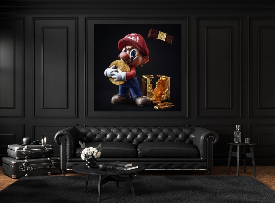 Картина "Супер Маріо", Біткоїн, Холст, Подарунок хлопцю, Арт
