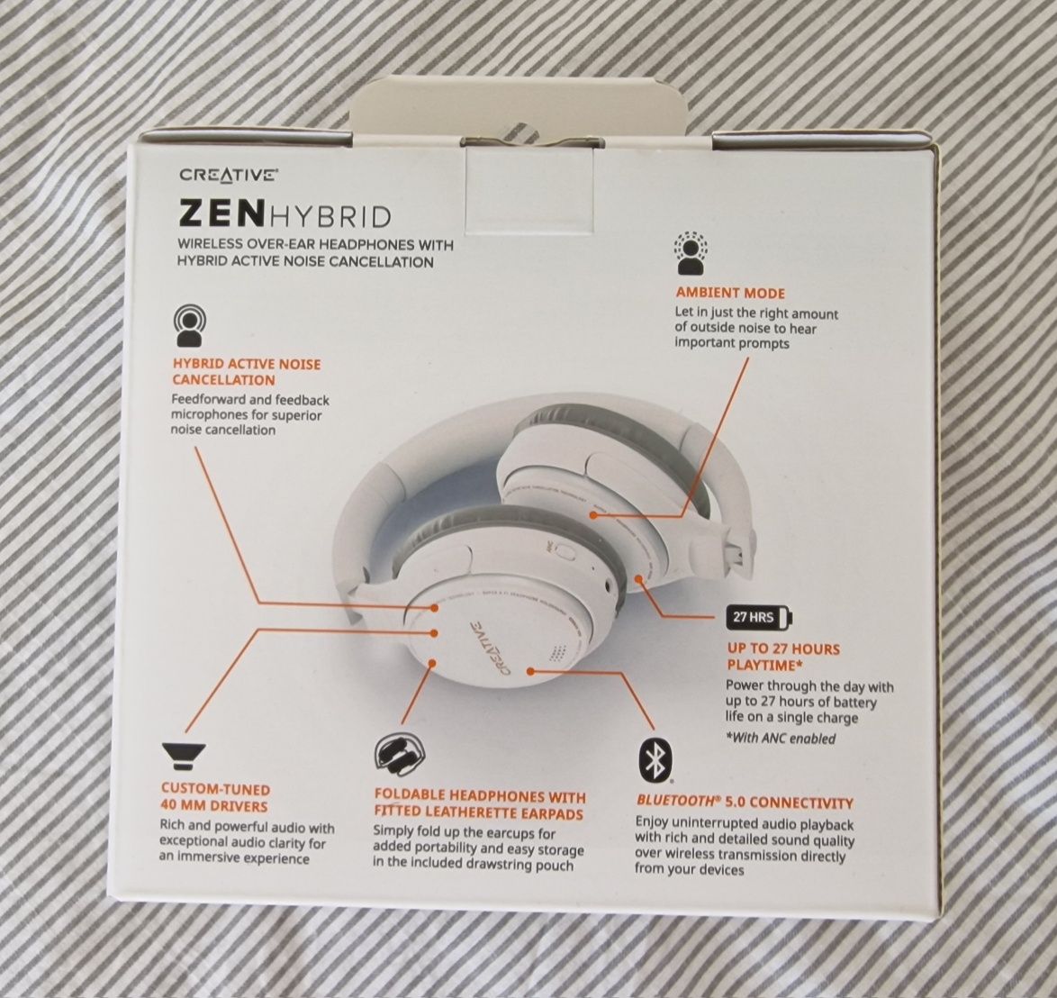 Nowe oryginalne słuchawk bluetooth Creative Zen Hybrid EF1010 białe.