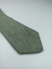 Brooksfield zielony wełniany krawat tweedowy w jodełkę maj08