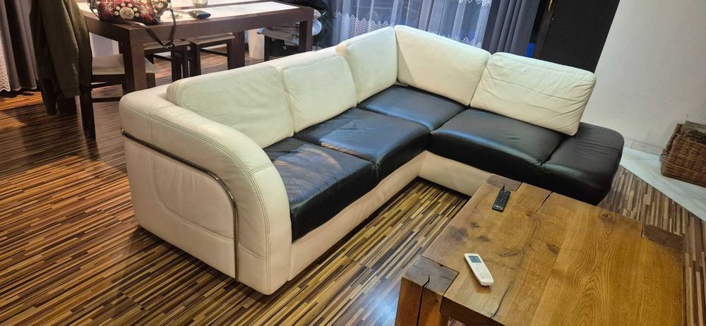 NAROŻNIK SKÓRZANY z funkcją spania 235 na 190