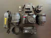 Nikon D7000 3x obiektyw grip 2x bateria pilot torba