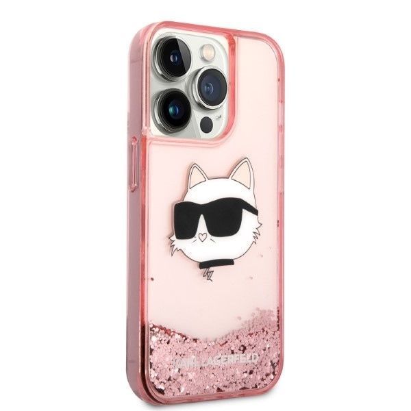 Etui Karl Lagerfeld Liquid Glitter do iPhone 14 Pro 6,1" różowy
