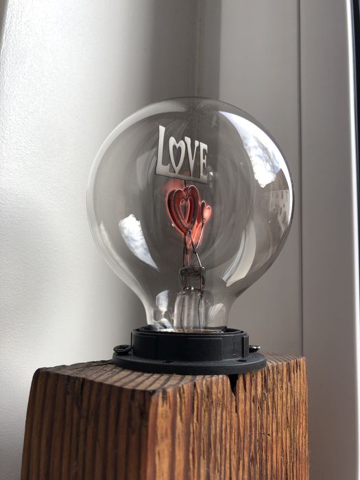 Lampa diy drewniana love loft industrial rustic vintage