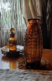 Вазочка для цветов марганцевое старинное стекло салфетки лён декор дом