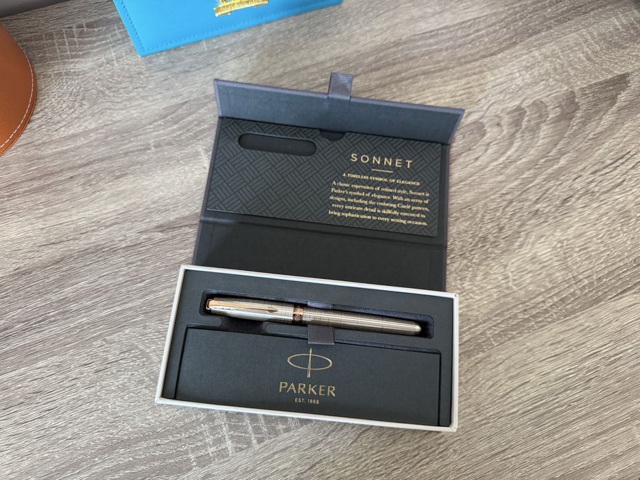 Як Нова Срібна ручка з золотим пером 750 проба PARKER SONNET 17 Silver