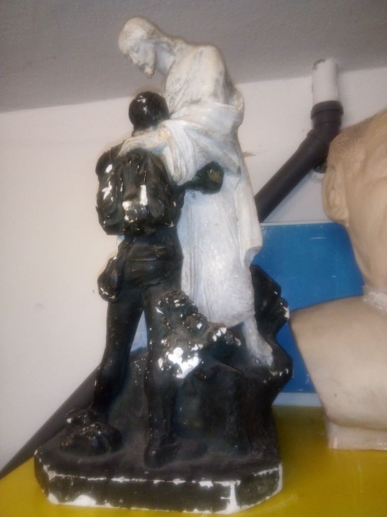 Antiga escultura em gesso-Jesus com o soldado - BEKE - Kiss. 1918