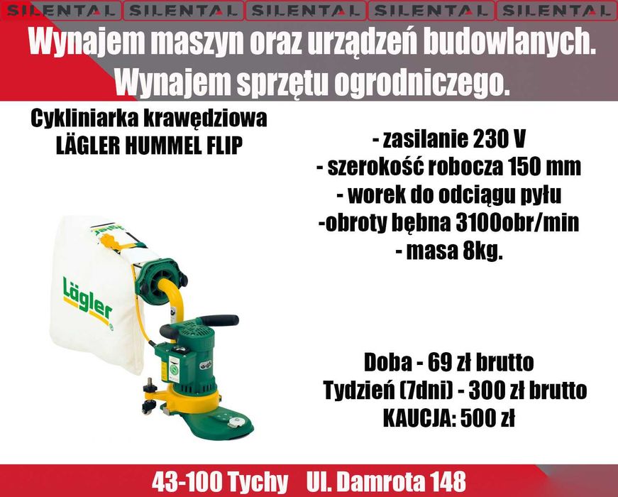 Cykliniarka do parkietu drewna podłóg Lagler Profit Flip wynajem TYCHY