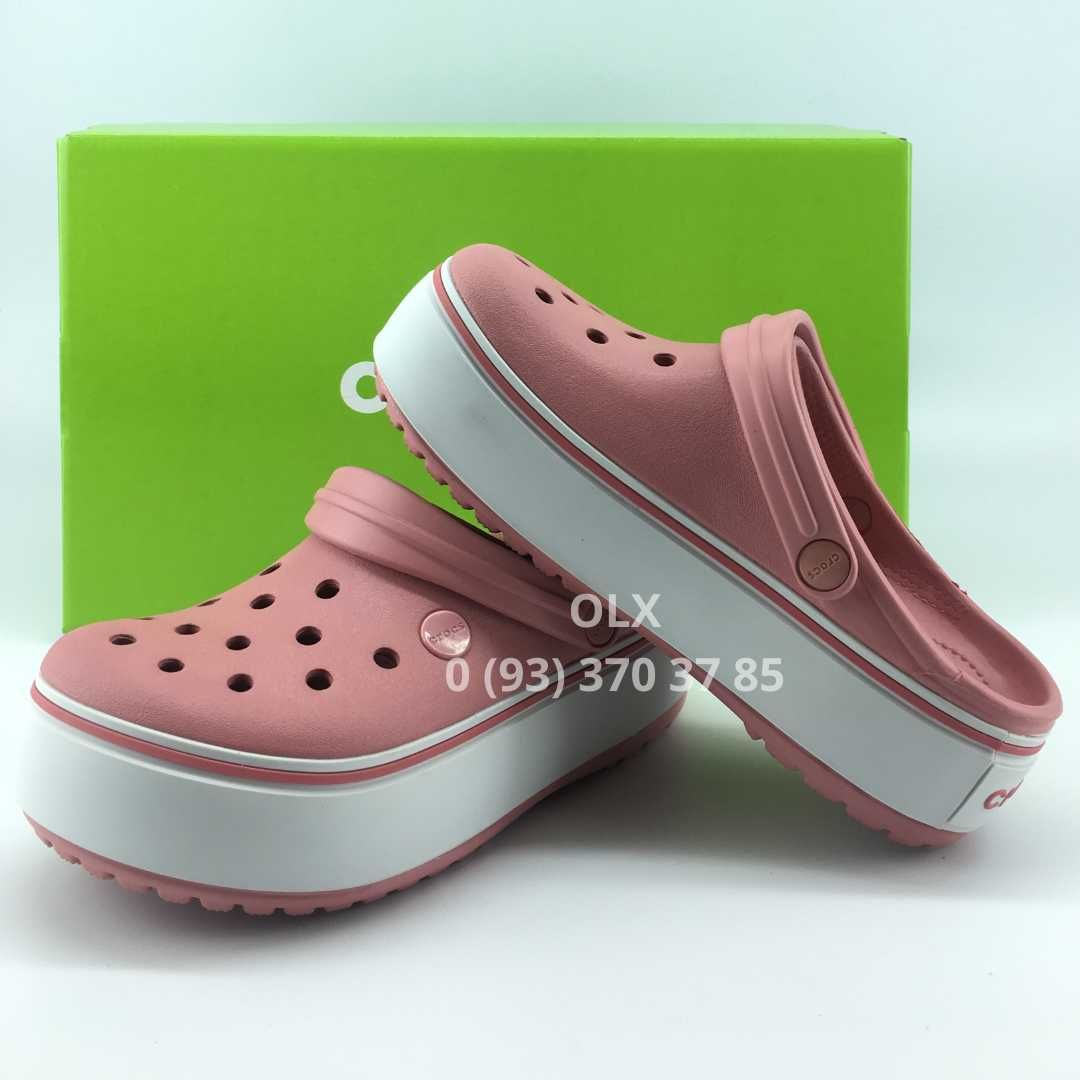 Крокси Жіночі Пудрові Білі Crocs Crocband Platform Blossom White Чорні