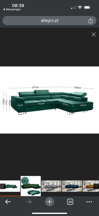 Narożnik rozkładany AVESTA regulowane zagłówki