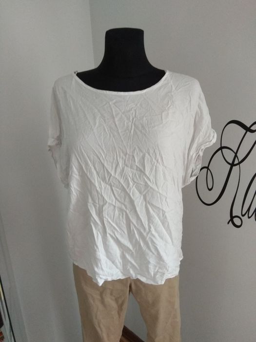 Bluzka damska zwiewna na lato dla puszystej biała Atmosphere L 44 46