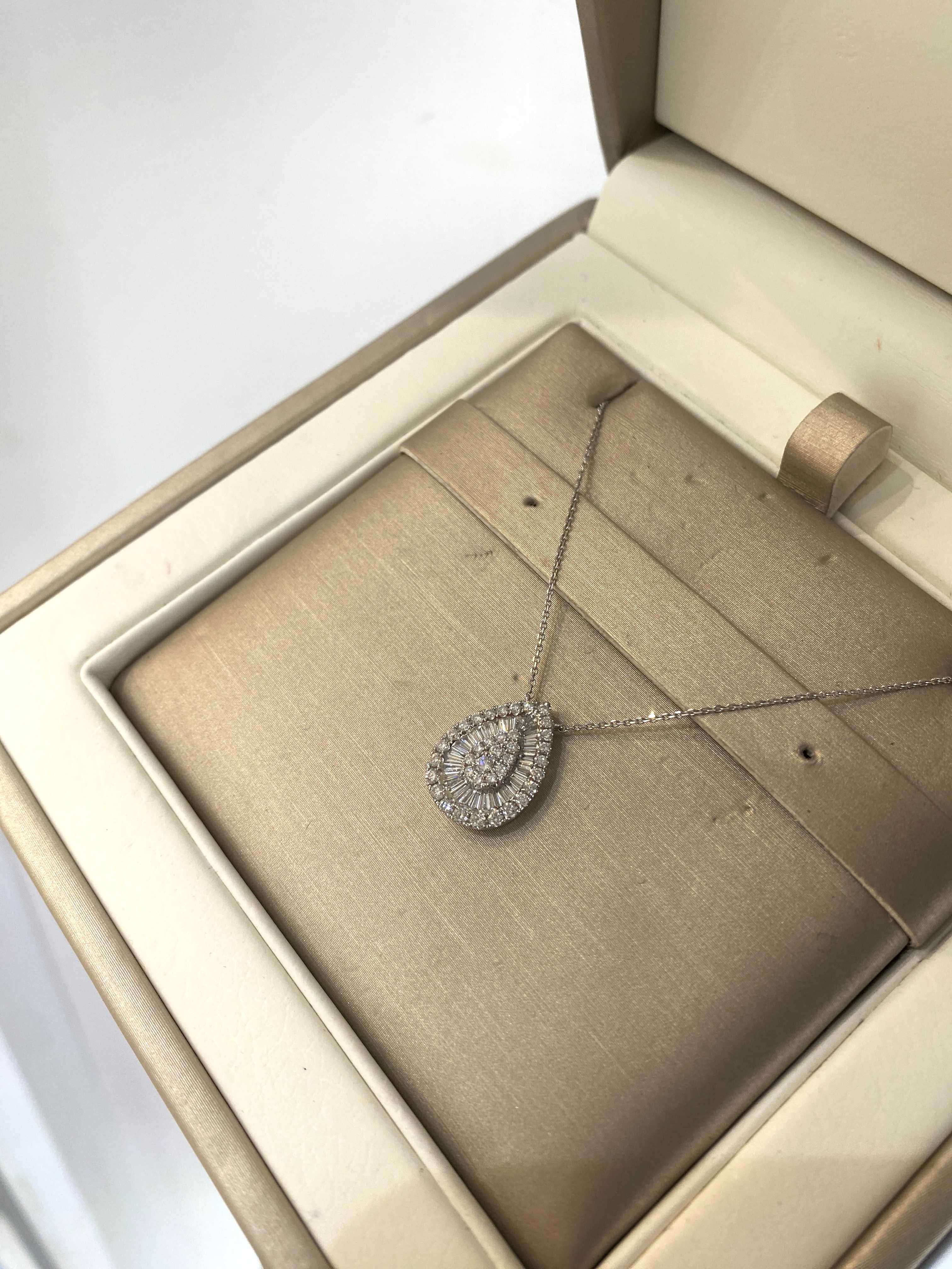 Naszyjnik z naturalnymi diamentami łezka 0.60 CT
