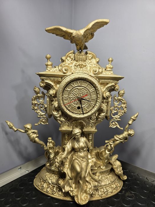 Duży zegar,mosiądz,ciężki