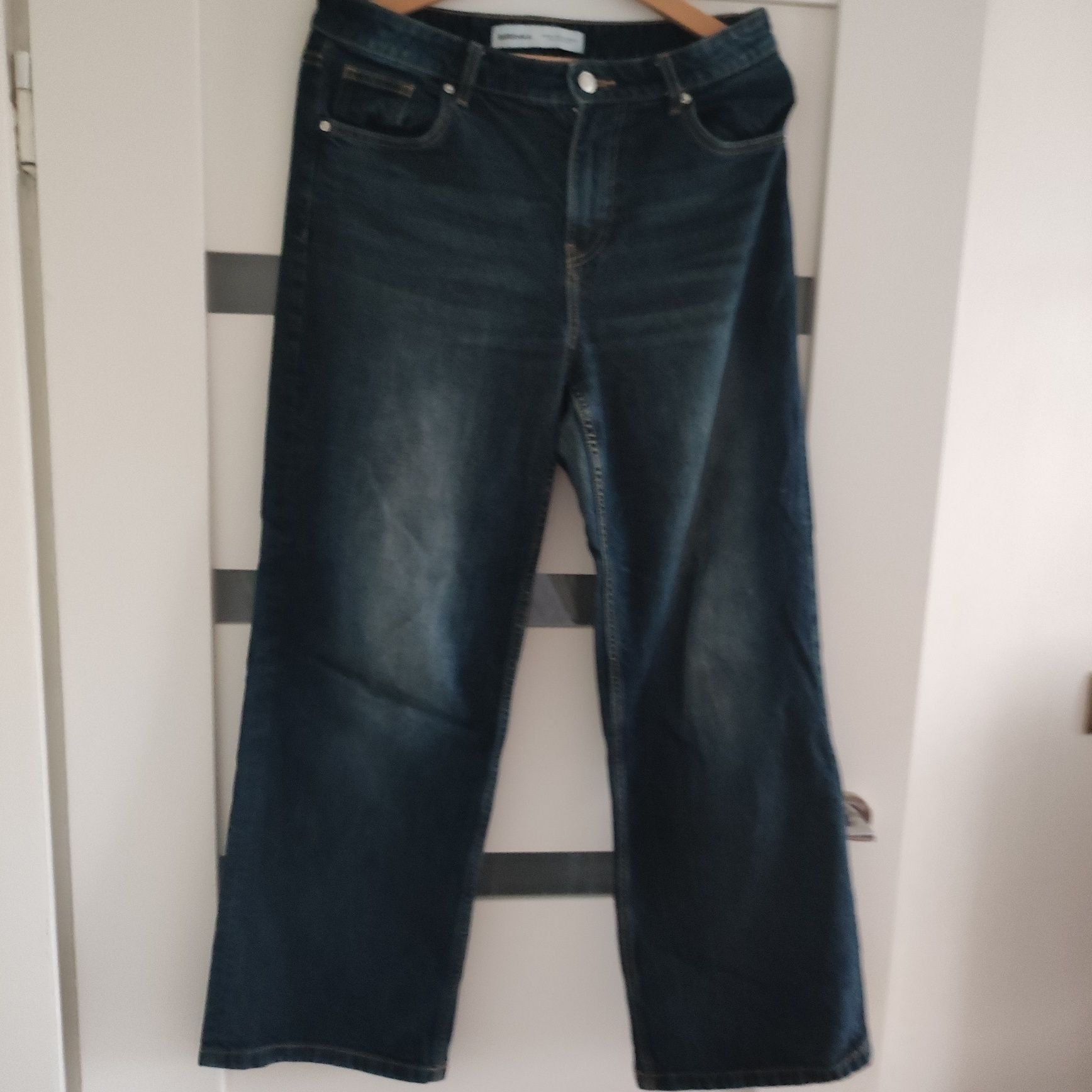 Bershka jeansy baggy z szerokimi nogawkami 36 ciemny granat