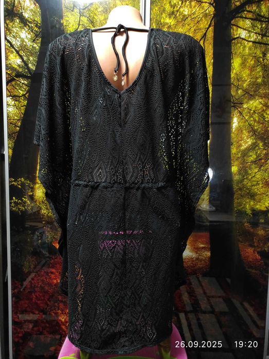 Чорне,мереживне парео,пляжна накидка 46-48 р