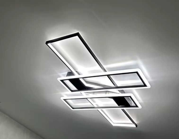 чорна стельова LED люстра з пультом, 140 Вт (БЕЗКОШТОВНА Доставка)