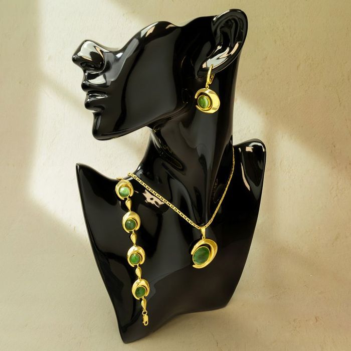 Komplet Biżuterii Naszyjnik Wisiorek Księżyc 925 Bransoletka Kolczyki