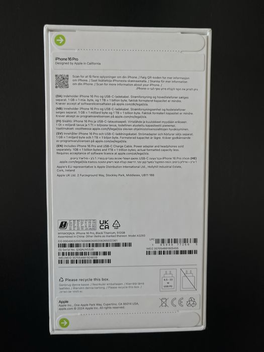 iPhone 16 512 Gb pro чорний (запакований )