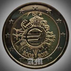 BÉLGICA - 2€ Comemorativa de 10 anos do Euro - PROOF