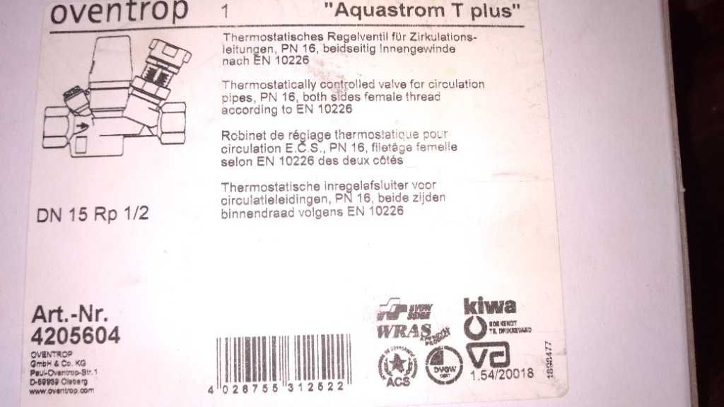Zawór termostatyczny Aquastrom Oventrop DN15