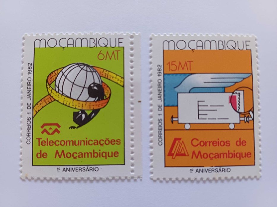 Filatelia - Moçambique - 1º Aniv dos Correios e Telecomunicações 1982