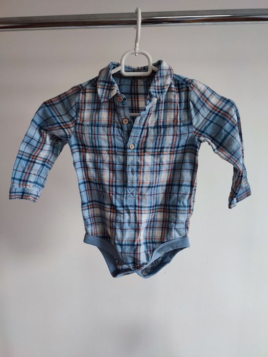 Koszula body w kratkę chłopięce 86 koszulobody flanela