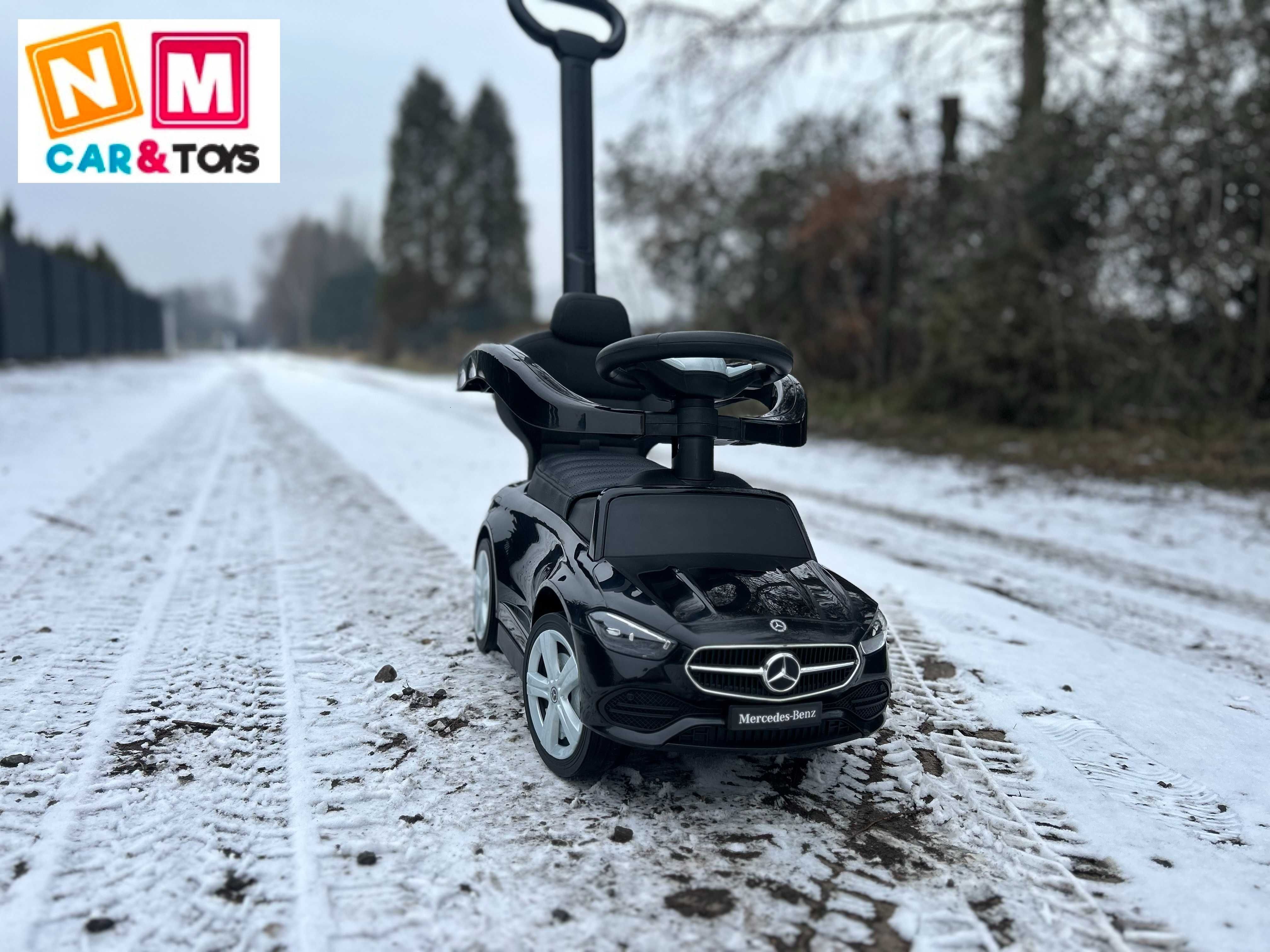Gumowe koła, miękki fotel JEŹDZIK pchacz z rączką Mercedes C-CLASS