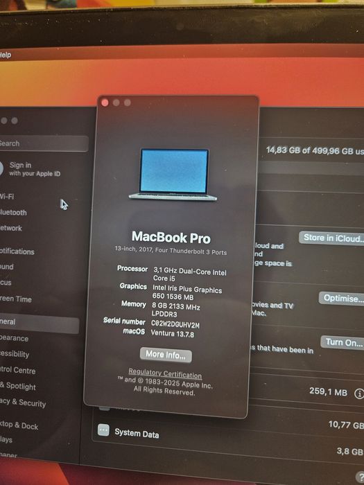 MacBook Pro 13” 2017 | i5 | 8 GB RAM | 512 GB SSD | Stan dobry
