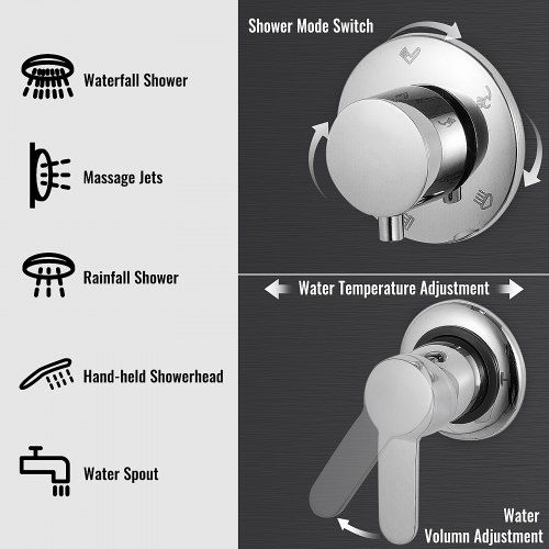 5 em 1 coluna de chuveiro chuveiro de efeito chuva coluna de aço inox