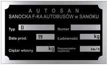 AUTOSAN Tabliczka znamionowa aluminiowa