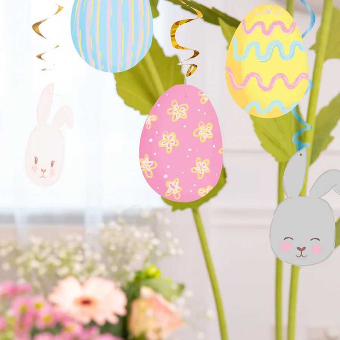 Dekoracje papierowe świderki "Jajka i króliki" 1opak./6szt.