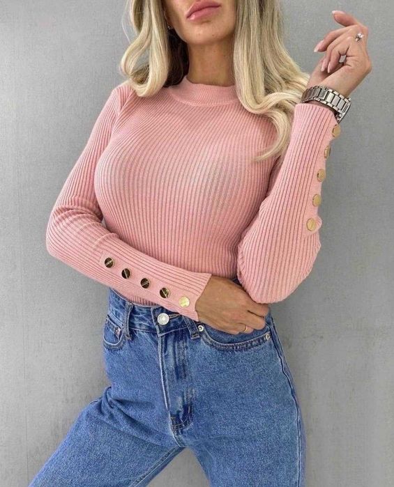 Кофта в рубчик, кофта з кнопками на рукавах