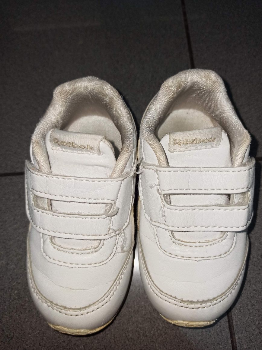 Sapatilhas rebook n° 19,5, branco / dourado